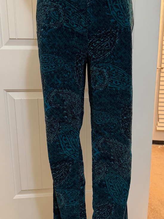 Chico's Pants - Chico's Deep Teal Velvet Paisley Pants Sz 2 (12R)
